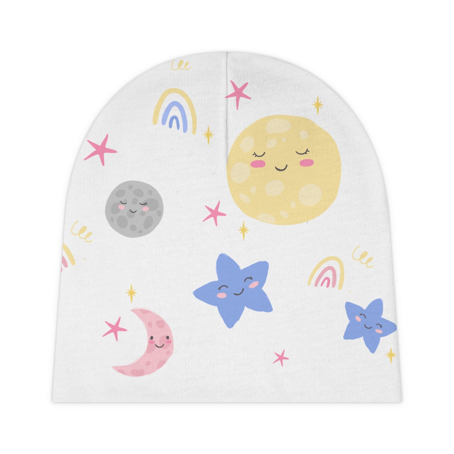 MOON and STARS White Beanie Hat — For the Littlest Star in Your Sky!
