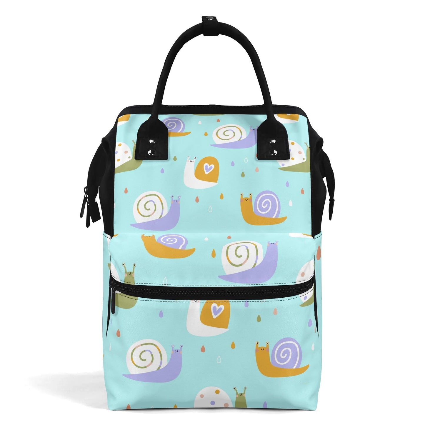 SHOP BABY SNAILS Backpack Diaper Bag at The Wishful Fish KIDS. Fun diaper bags for mom and newborn gifts. Makes a gift of fun with the adorable snail design.