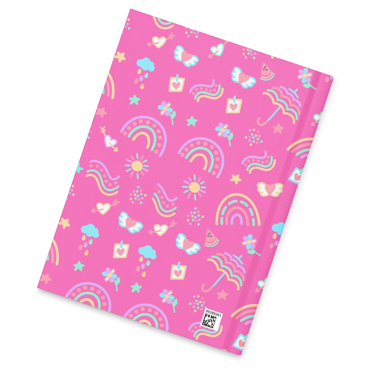 Pink notebook with colorful patterns on a white background. SHOP Now at The Wishful Fish KIDS