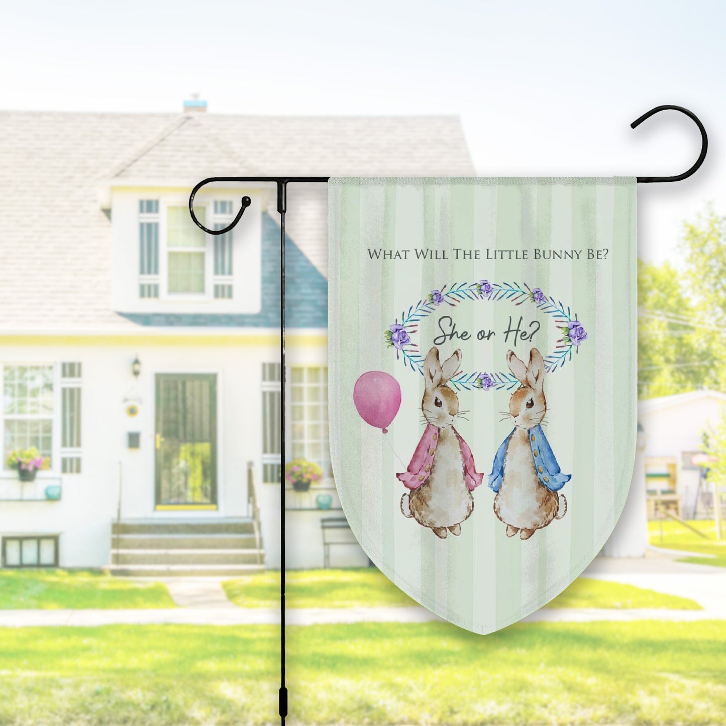 PETER RABBIT - Gender Reveal Garden Flag — Hop This Way for the Big Reveal!