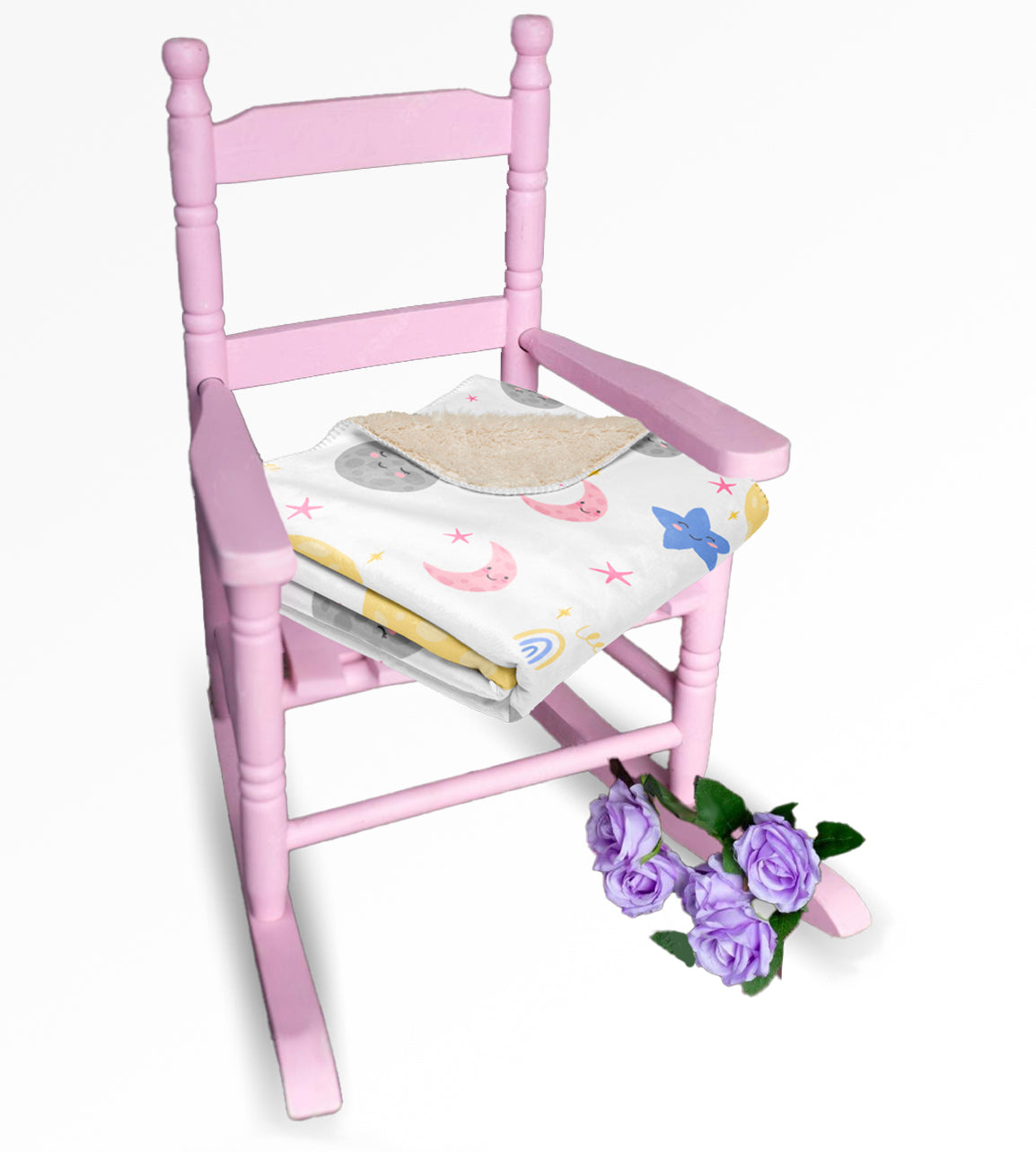 MOON and STARS White Sherpa Blanket — Cozy Comfort for Little Dreamers!