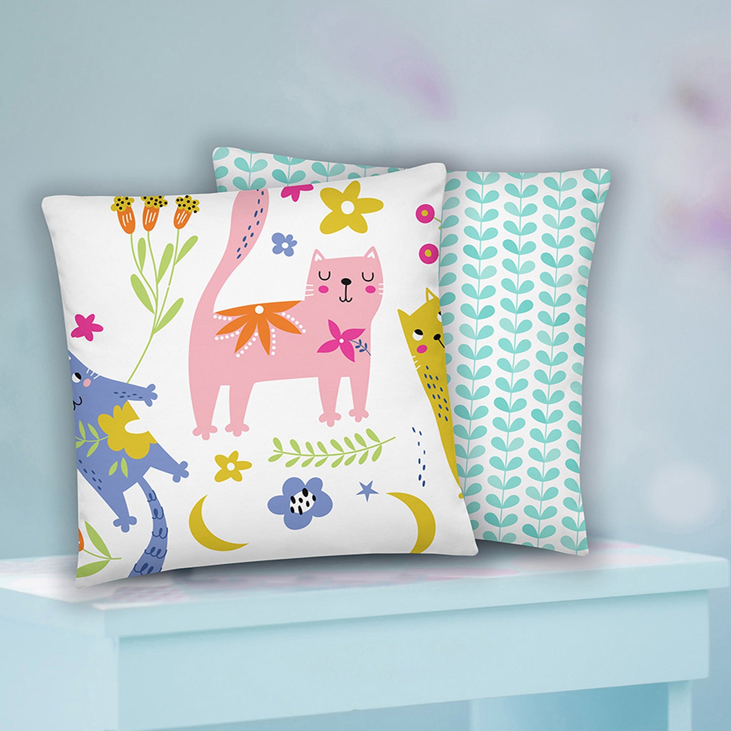 SHOP PLAYFUL KITTIES Pillows at The Wishful Fish Kids. Fun room decor with extra cuteness—makes the perfect gift. Unique kids accessories for any kids room!