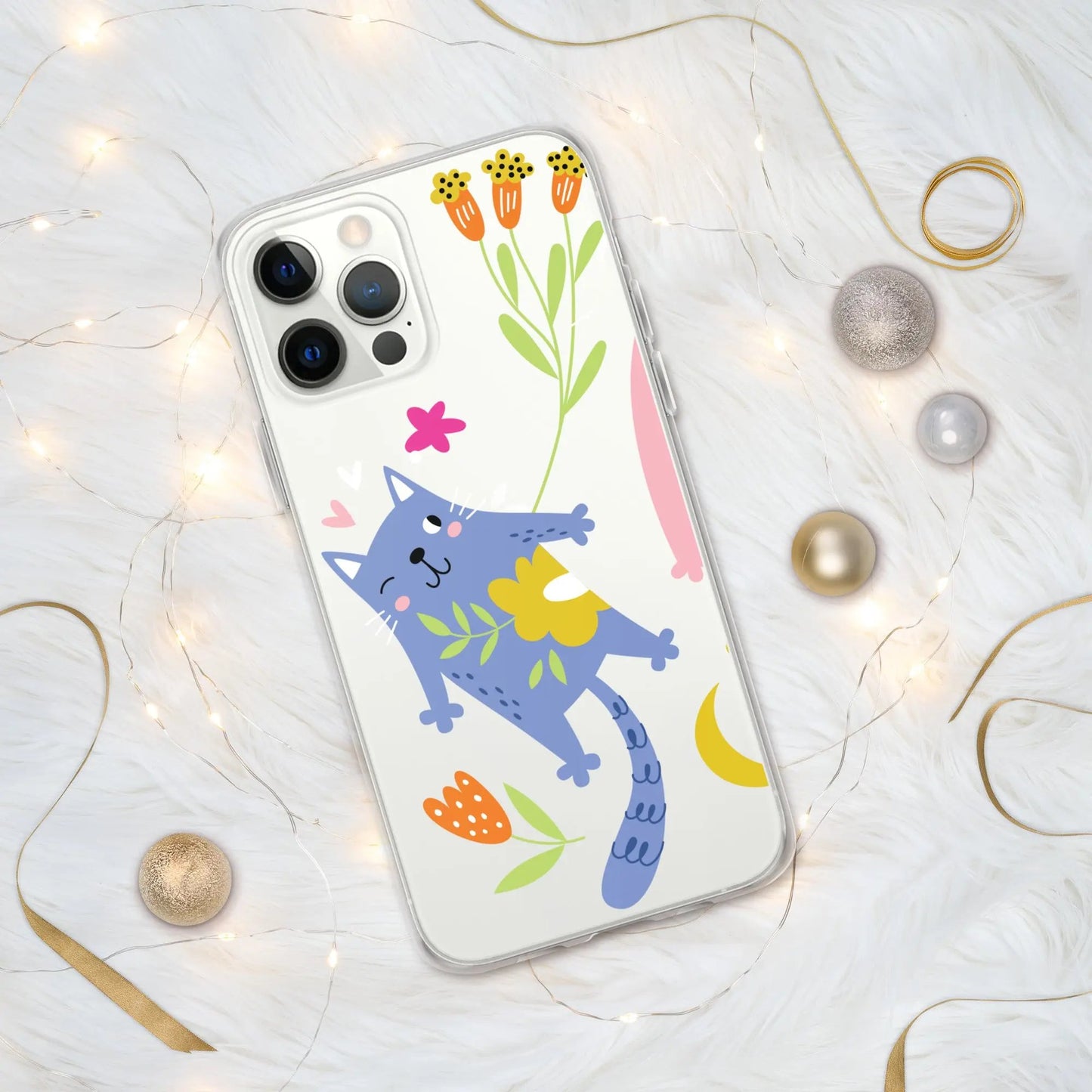 Playful Kitties iPhone Case with Cats โ Fun Design, Durable Protection, and Wireless Charging Compatible - The Wishful Fish Kids