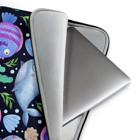 SHOP SEA CREATURES Laptop Sleeve at The Wishful Fish KIDS. This laptop sleeve brings bold personality to your everyday tech with its playful design.