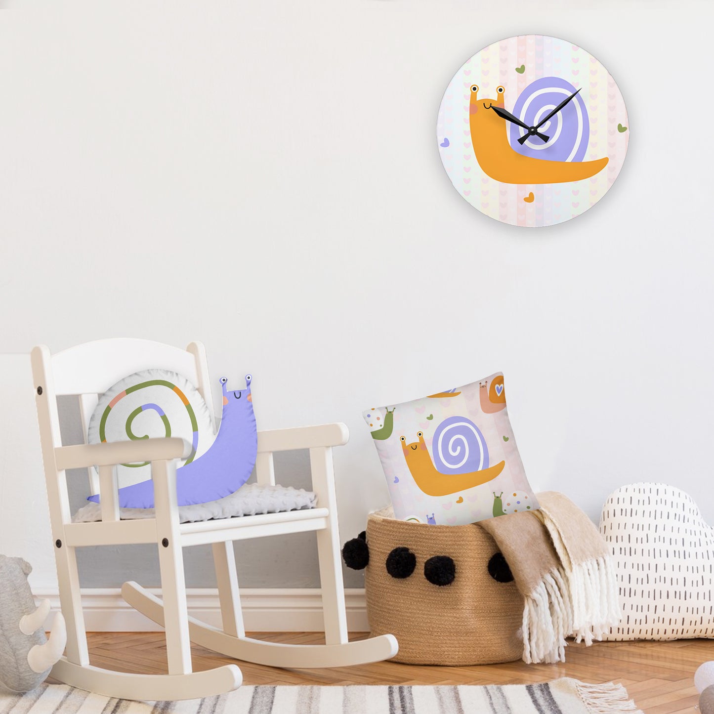Kids Wall Clock Snail Design —Whimsical Playful Nursery Decor