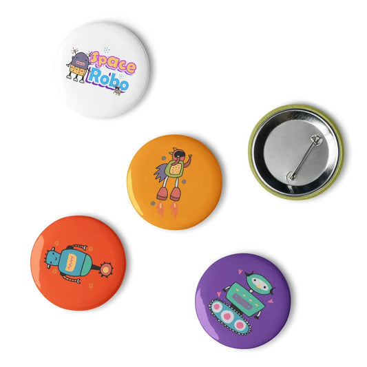 SPACE ROBOTS Pin Back Buttons - Premium Pin Back Buttons from The Wishful Fish Kids - Just $20! Shop now at The Wishful Fish Kids