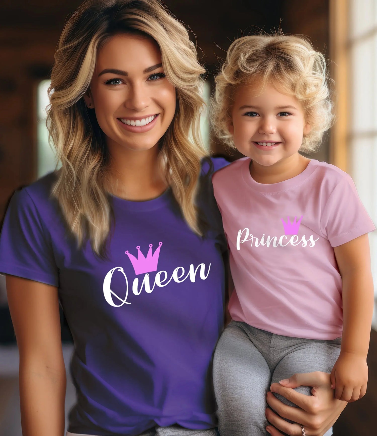 Celebrate your royal bond with the QUEEN & PRINCESS Tees from The Wishful Fish Kids' Mommy & Mini Me Collection. Perfect for moms and daughters!