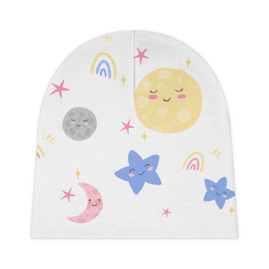 MOON and STARS White Beanie Hat — For the Littlest Star in Your Sky!