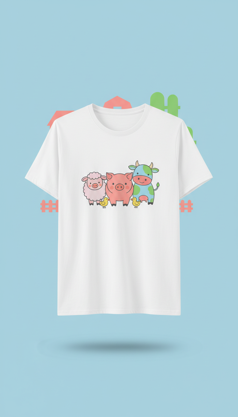 Farm Animals Soft Cotton T-Shirt