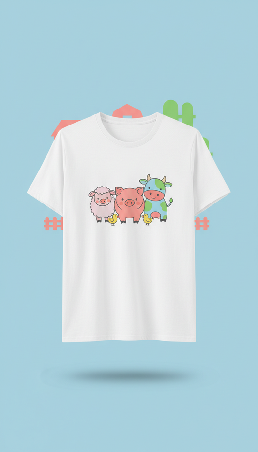 Farm Animals Soft Cotton T-Shirt