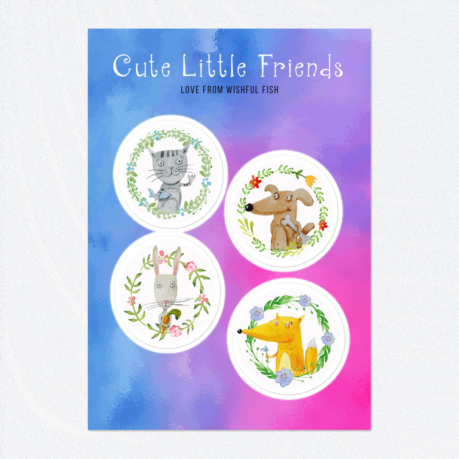 ANIMAL FRIENDS Sticker Sheet - Premium Kids Stickers from The Wishful Fish Kids - Just $18.00! Shop now at The Wishful Fish Kids