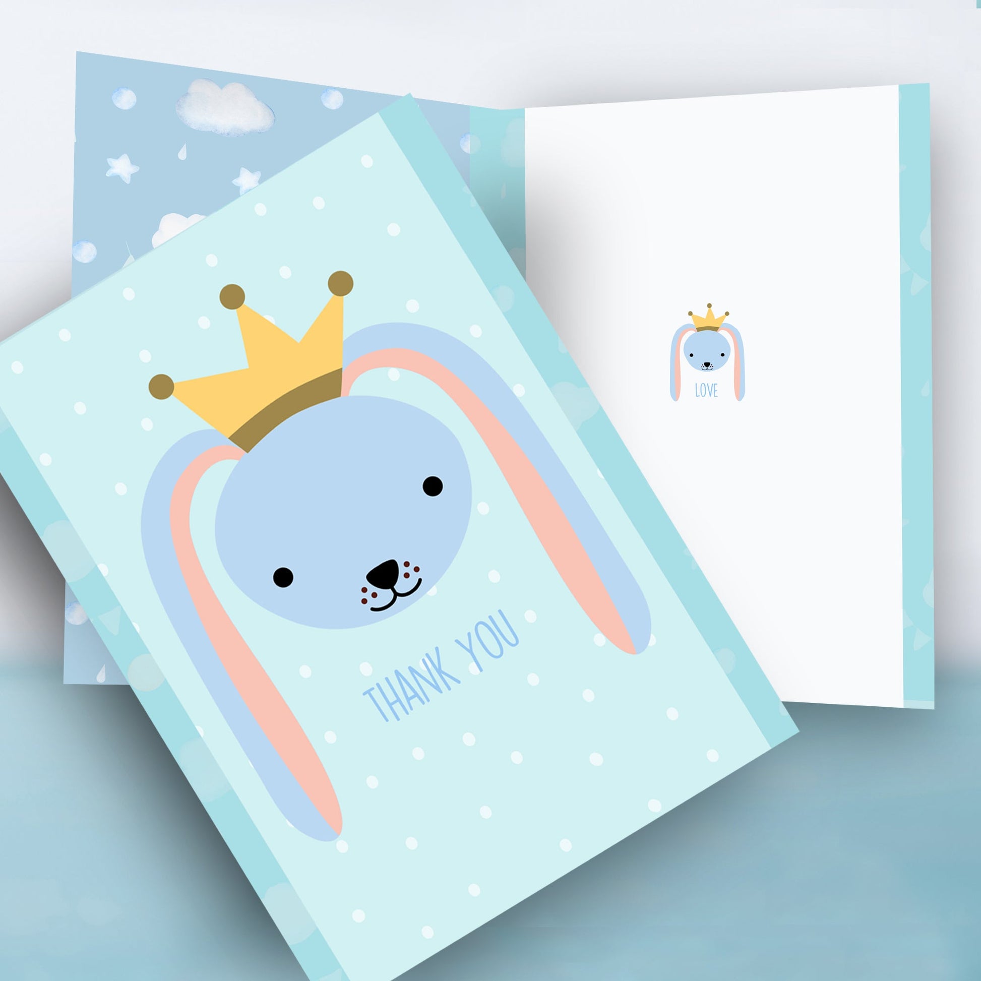 BUNNY RABBIT Thank You Cards  (5 Pack) - Premium Thank You Cards from The Wishful Fish KIDS - Just $21.50! Shop now at The Wishful Fish Kids