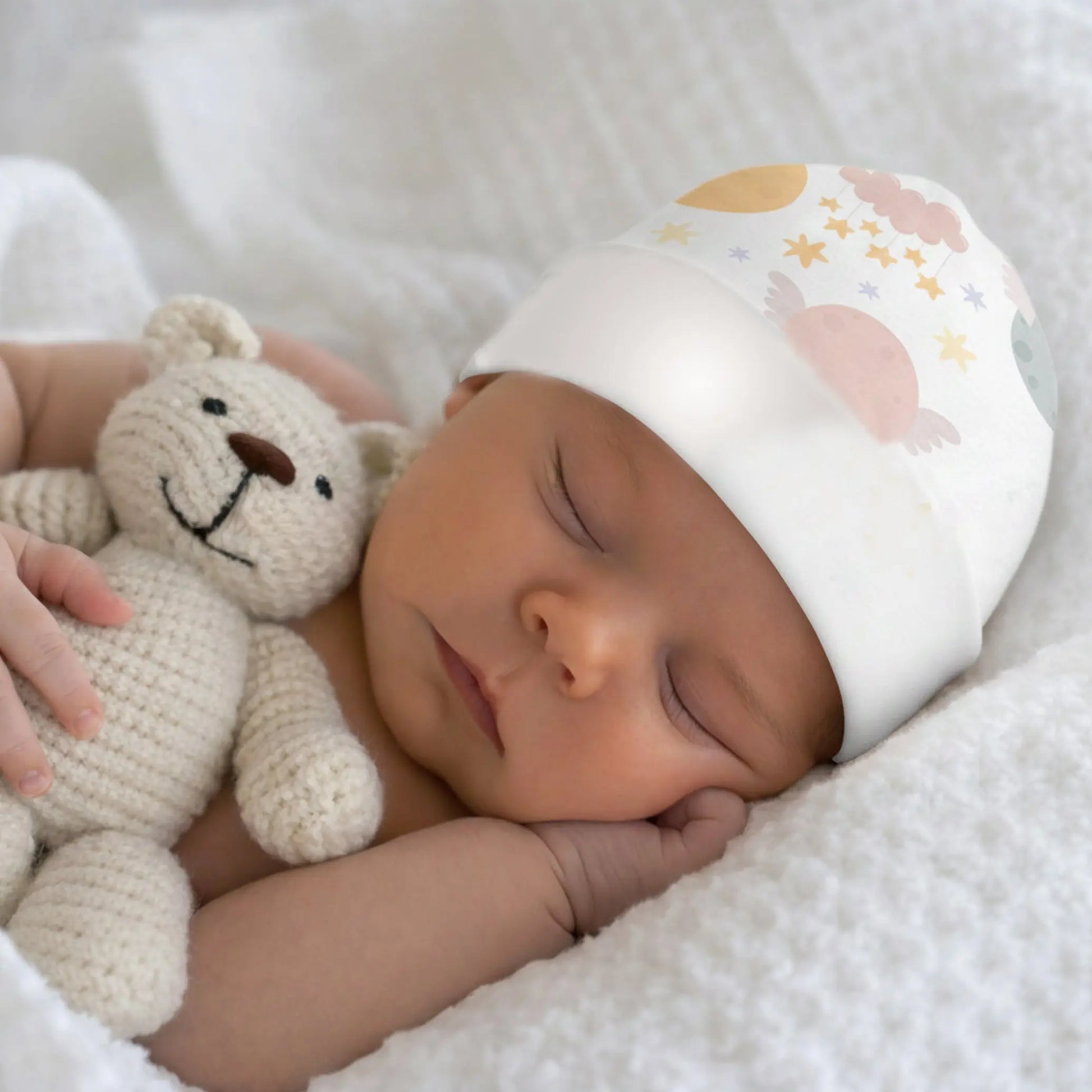 Baby Beanie Hat Moon and Stars For Your Little Dreamer. SHOP Now at The Wishful Fish