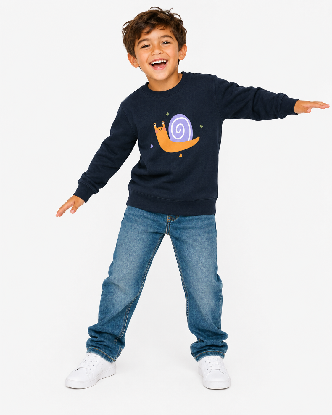 Kids Crew Neck Sweatshirt Snails — Cozy Comfort for Happy Kids