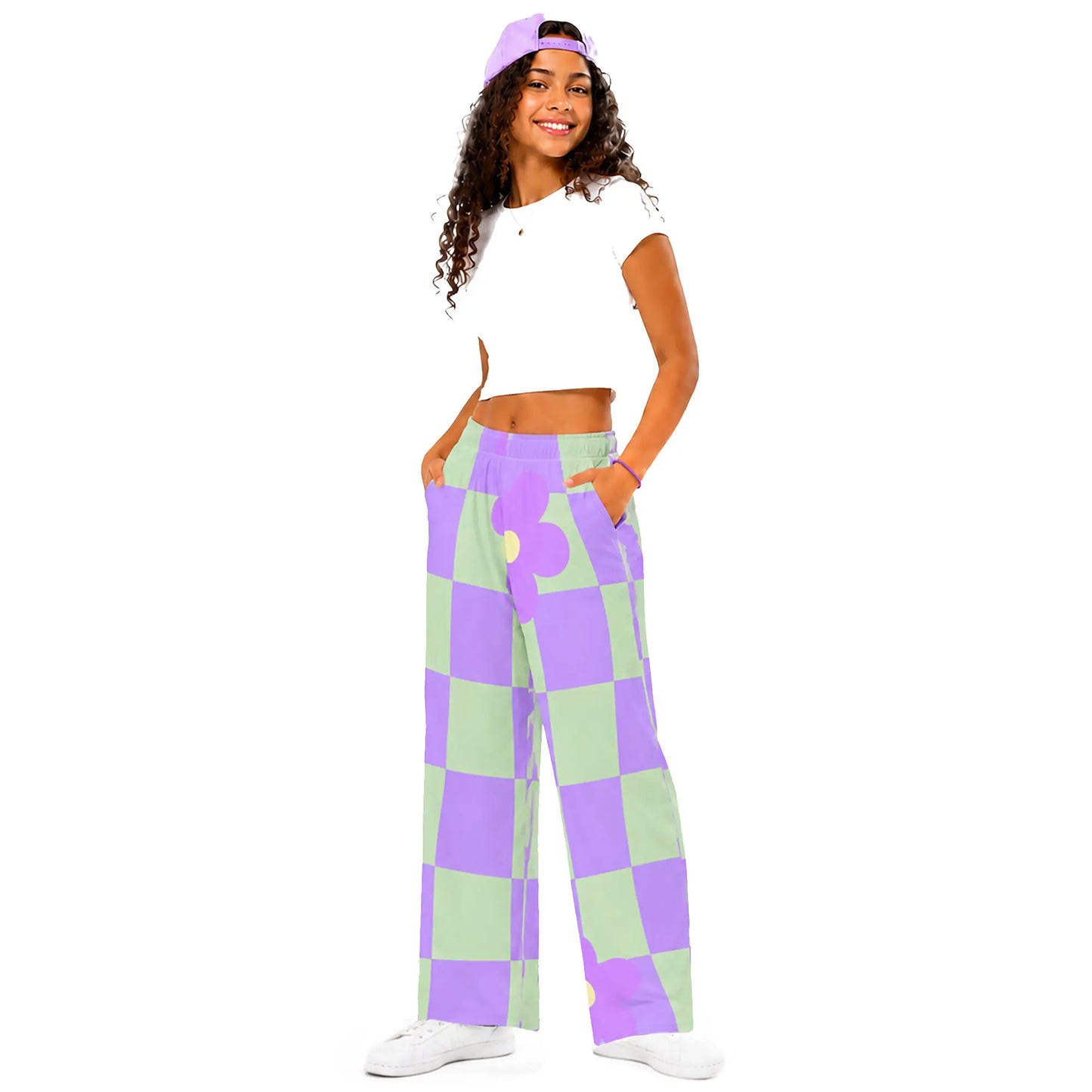 Rock the Checker Vibes with Checker Wide Leg Pants. SHOP Now at The Wishful Fish Kids