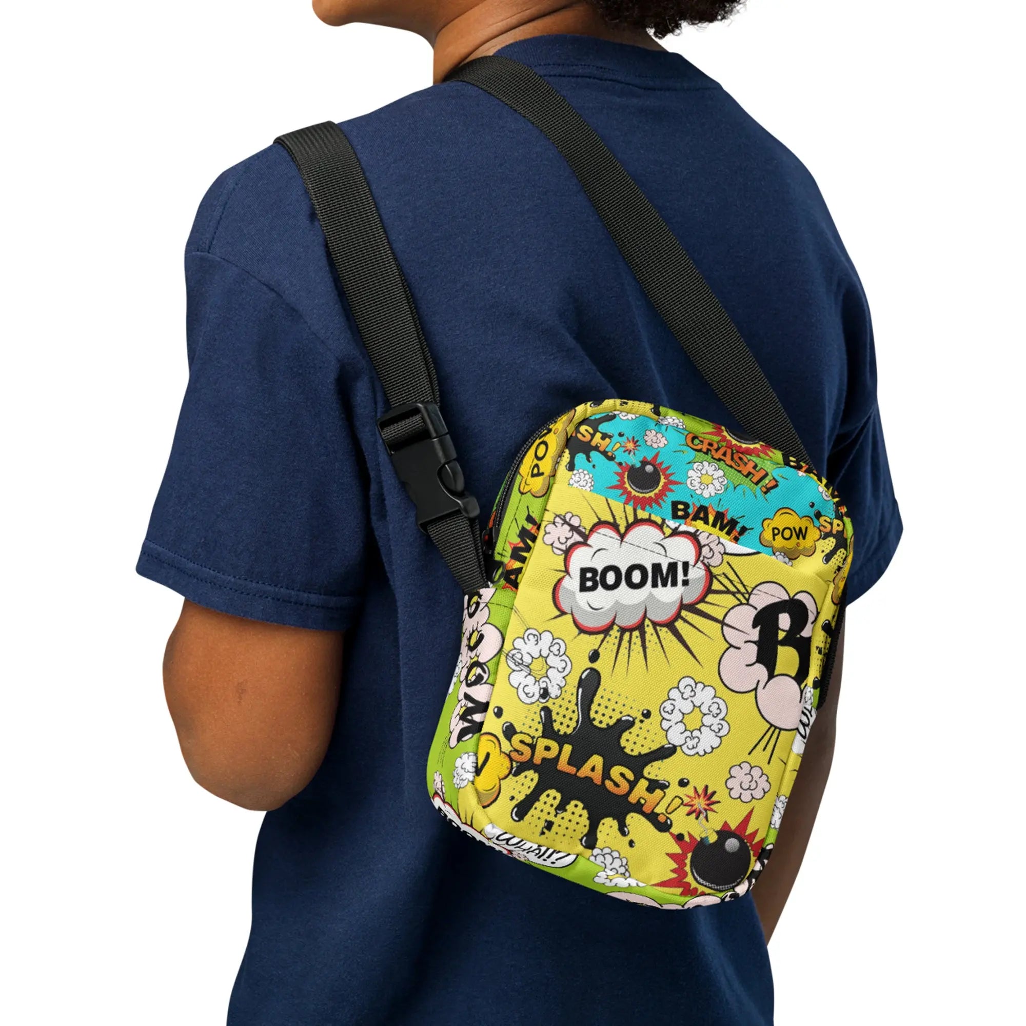 Comic Cross Body Bag is the perfect way to carry your essentials in style. SHOP Now at The Wishful Fish Kids