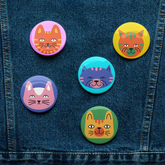These COOL CATS Pin Back Buttons are purring with personality! SHOP Now at The Wishful Fish KIDS