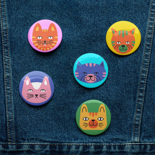 These COOL CATS Pin Back Buttons are purring with personality! SHOP Now at The Wishful Fish KIDS
