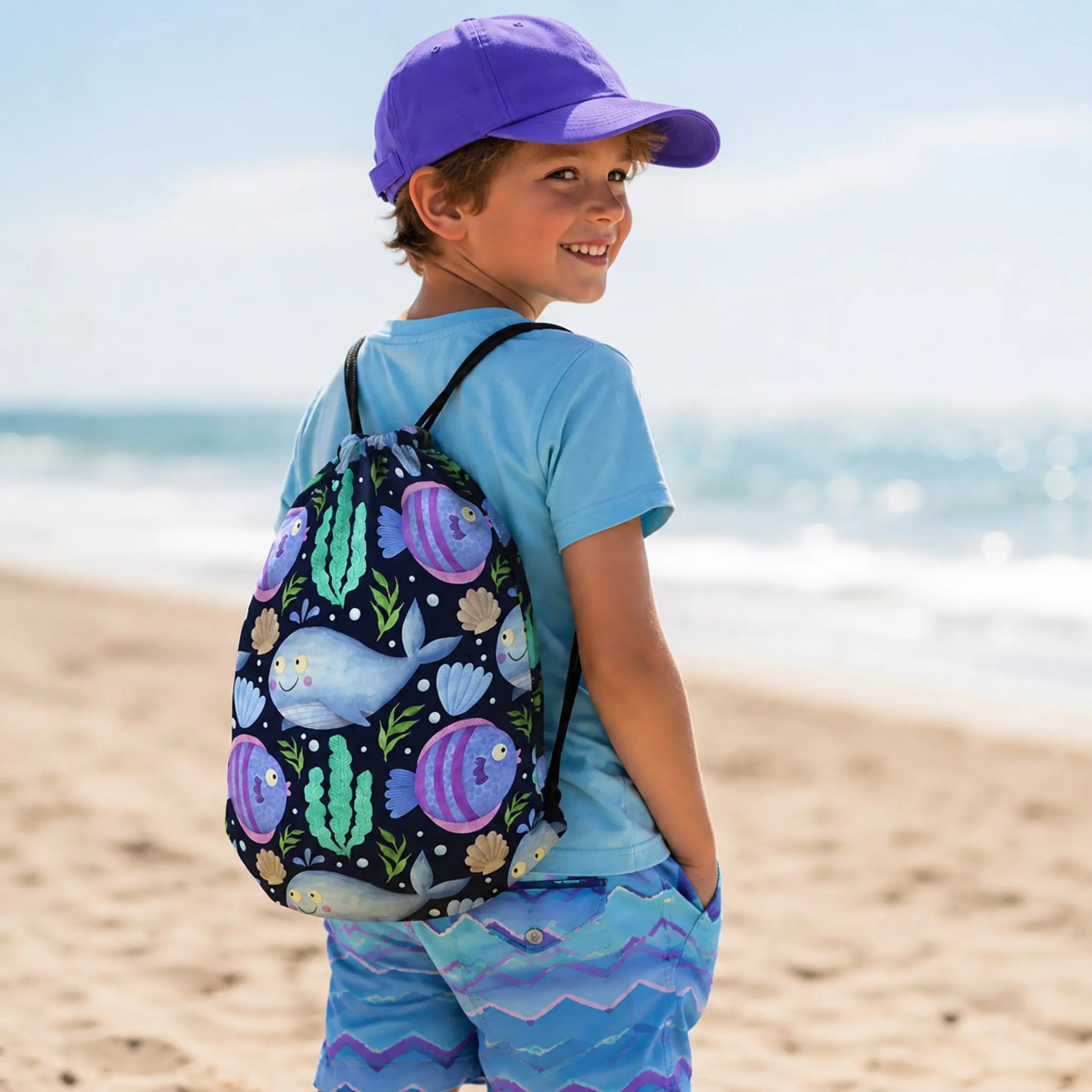 Drawstring Bag — Colorful Sea Creature Fun for Every Adventure The Wishful Fish Kids