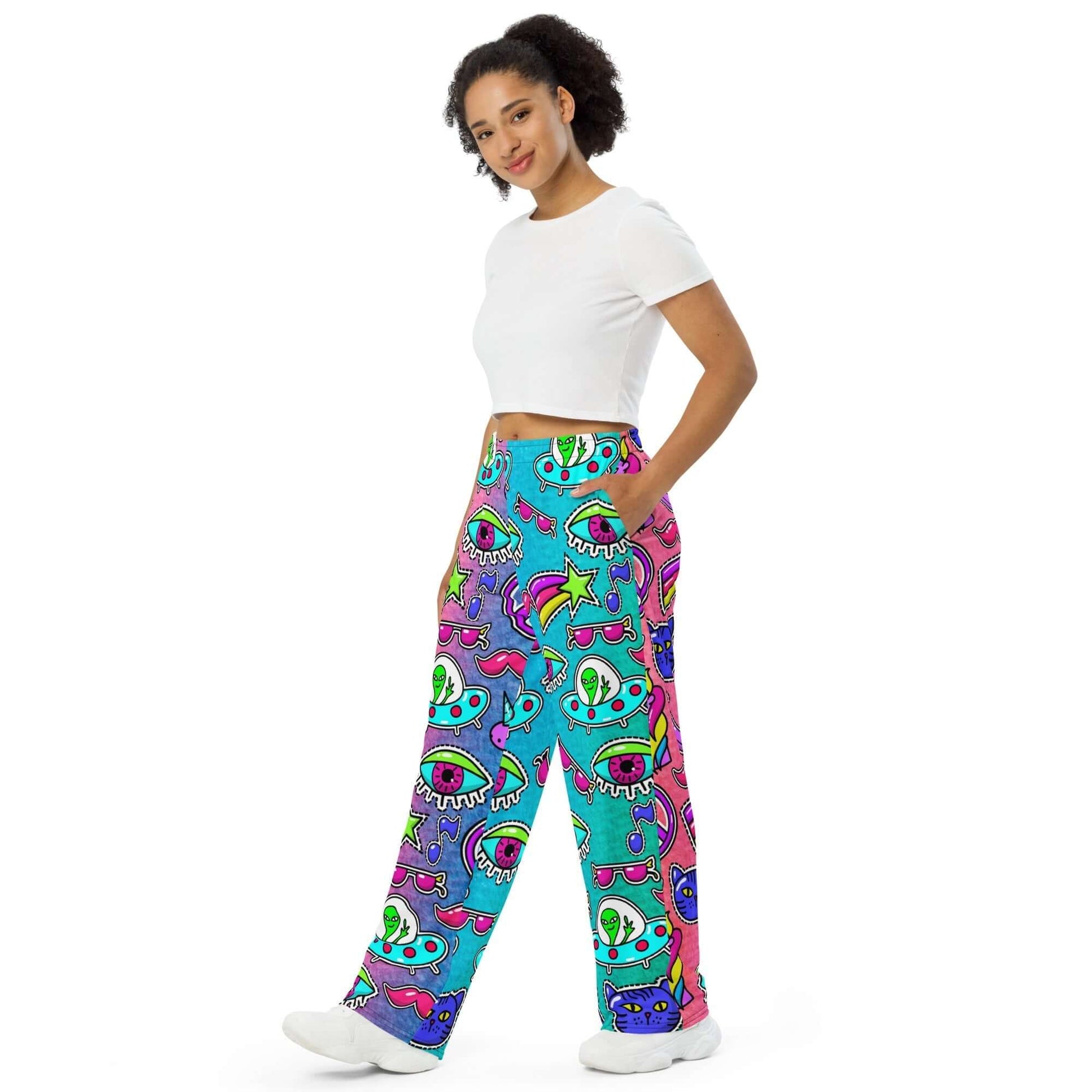 FUNKY FUN Unisex Wide Leg Pants - Premium Wide Leg Pants from The Wishful Fish Kids - Just $40! Shop now at The Wishful Fish Kids