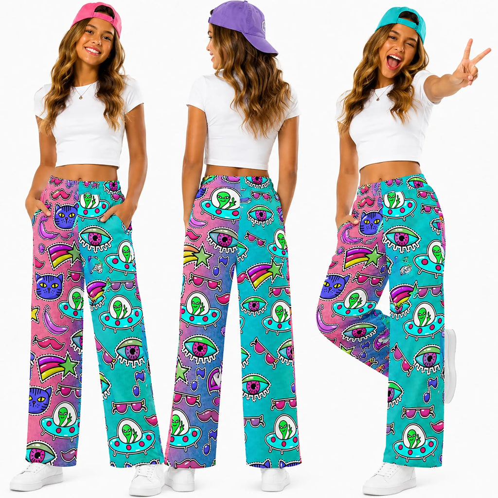 Funky Fun Wide Leg Pants for a Playful Style. SHOP Now at The Wishful Fish Kids