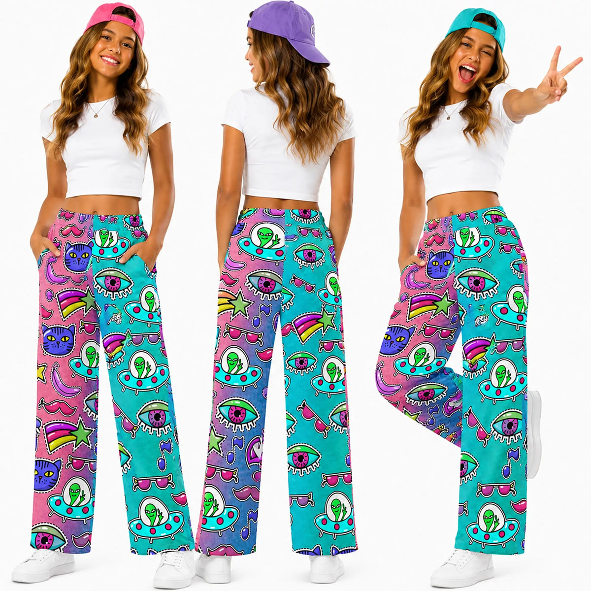 Funky Fun Wide Leg Pants for a Playful Style. SHOP Now at The Wishful Fish Kids