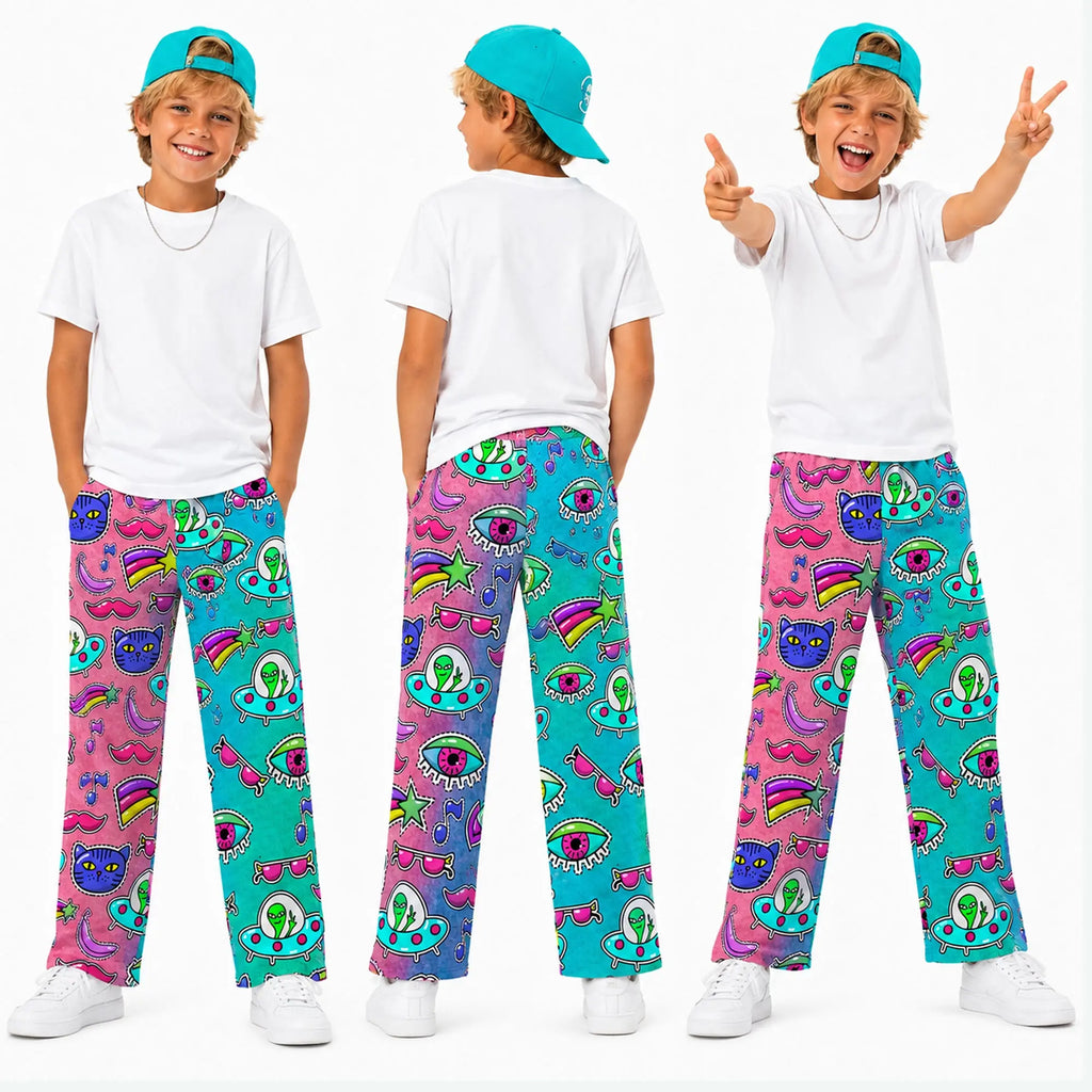 Funky Fun Wide Leg Pants for a Playful Style. SHOP Now at The Wishful Fish Kids