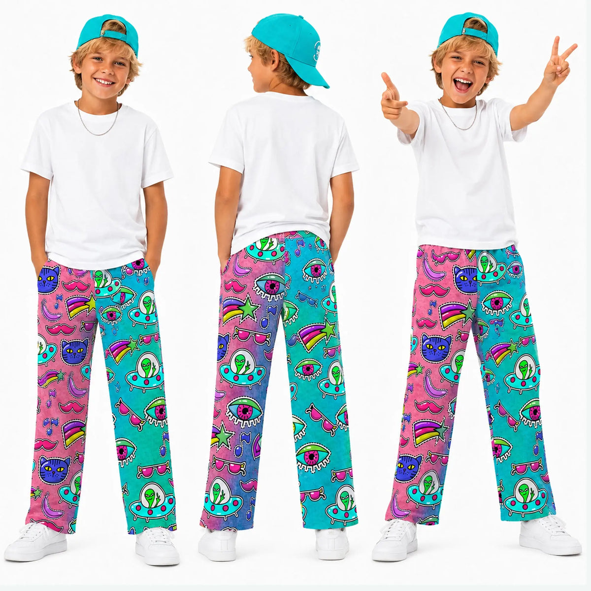 Funky Fun Wide Leg Pants for a Playful Style. SHOP Now at The Wishful Fish Kids
