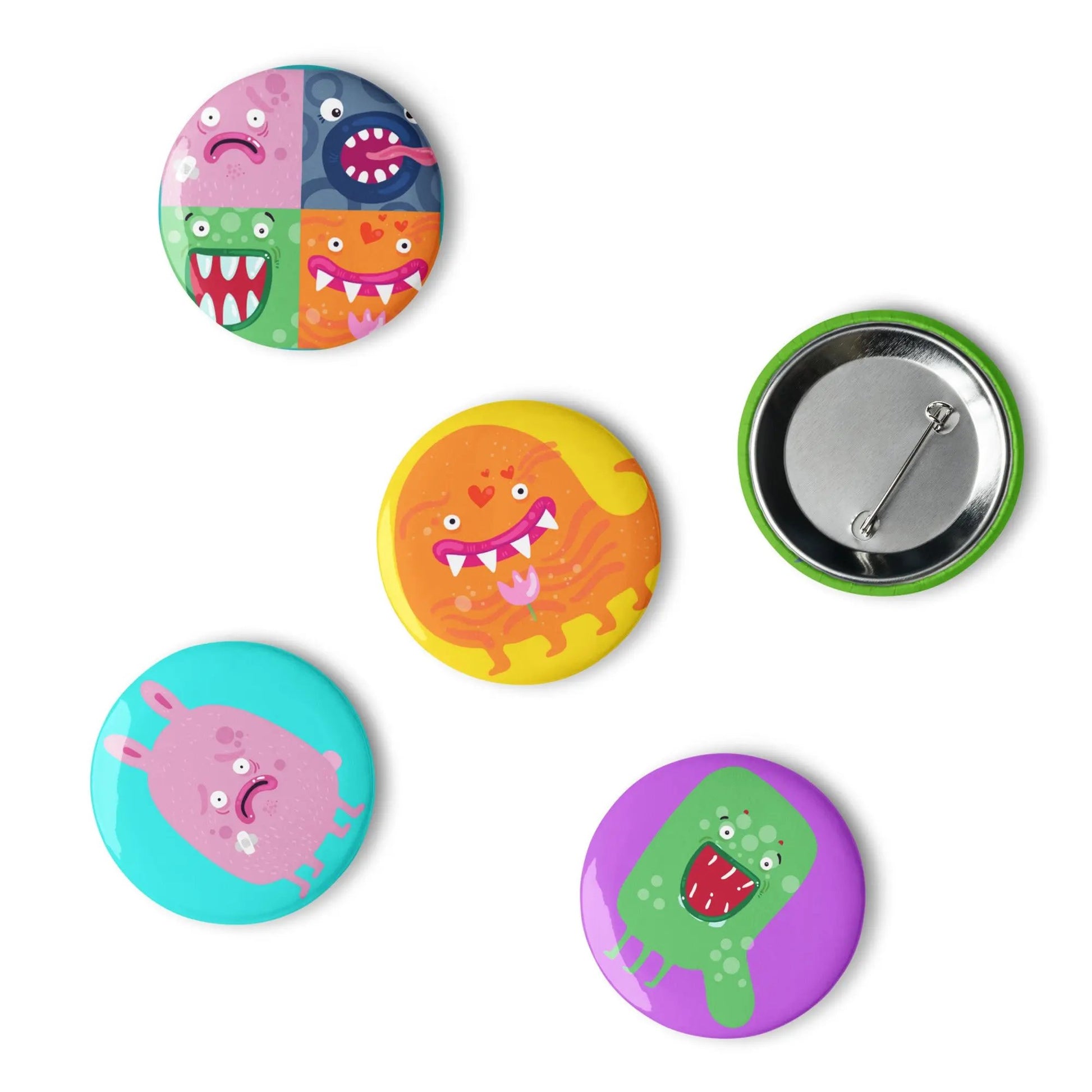 Transform ordinary outfits into monster-rific fashion statements with our FUNNY MONSTERS Pin Back Buttons! SHOP Now at The Wishful Fish KIDS
