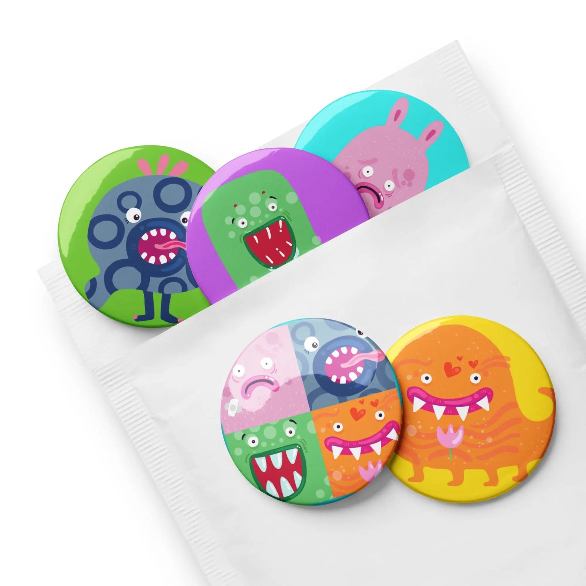 Each button features a different silly monster friend ready to join your little one's daily adventures. SHOP Now at The Wishful Fish KIDS