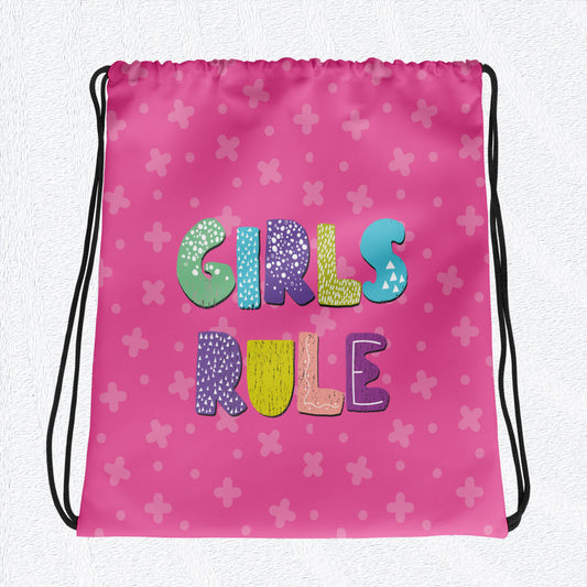 GIRLS RULE Drawstring Bag  15" x 17" - Premium Drawstring Bag from The Wishful Fish Kids - Just $28.00! Shop now at The Wishful Fish Kids