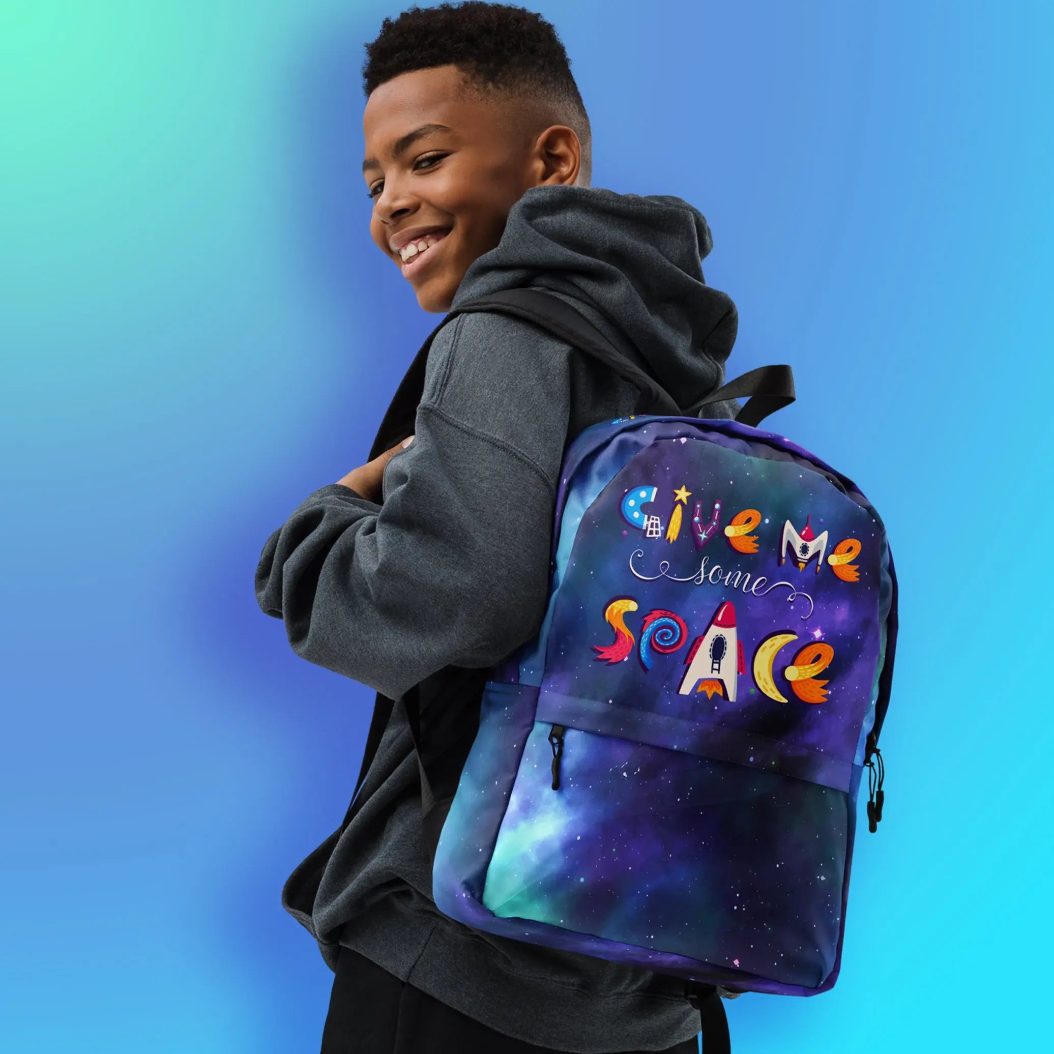 GIVE ME SOME SPACE Laptop Backpack — Blast off in style! The Wishful Fish Kids
