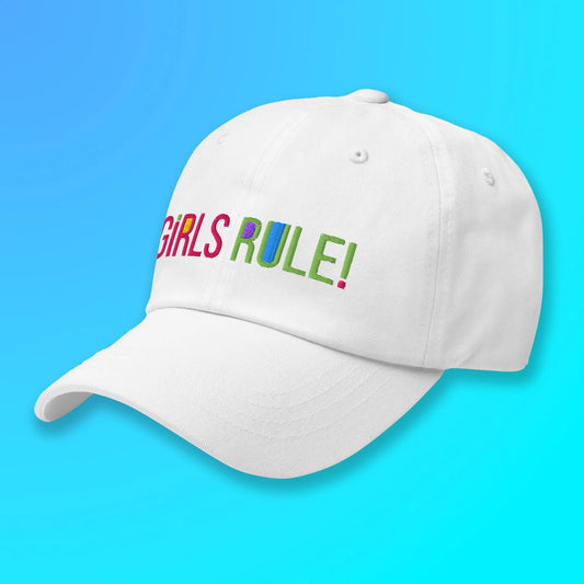 Step out and own your confidence with the GIRLS RULE Baseball Hat. SHOP Now at The Wishful Fish KIDS