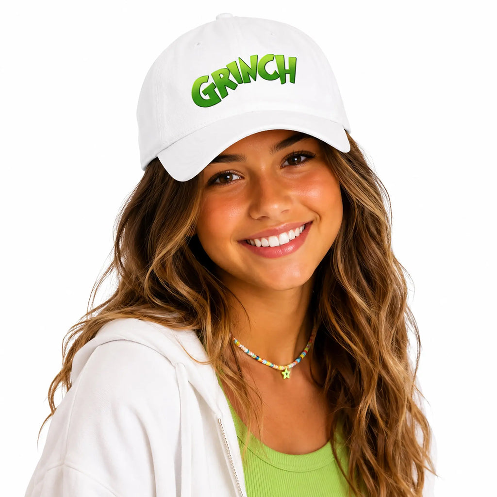 Bring On the Grinchy Good Vibes Grinch Hat. SHOP Now at The Wishful Fish Kids
