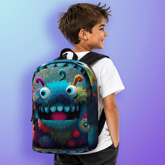 Happy Monster Laptop Backpack that is Monster Cool The Wishful Fish Kids