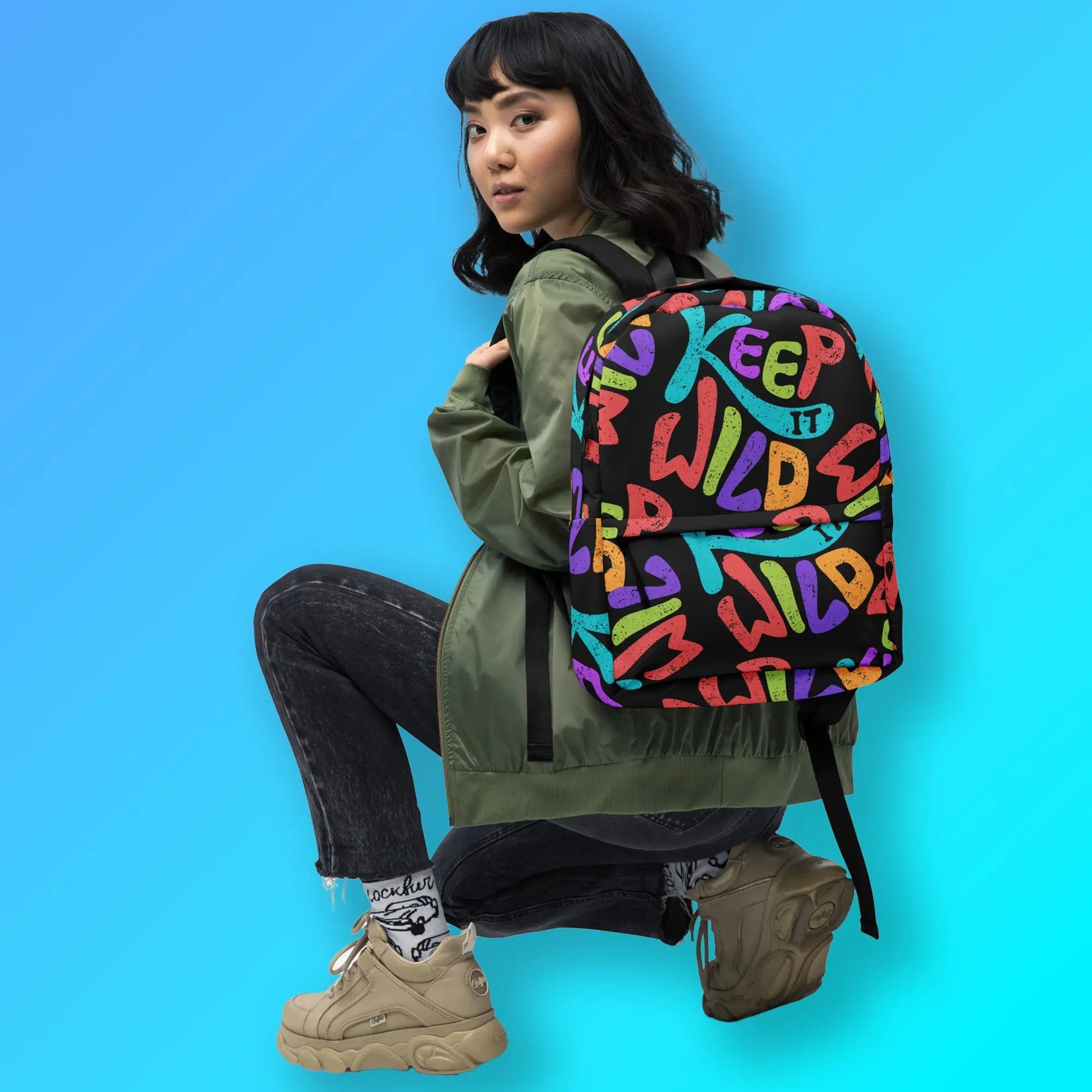 The KEEP IT WILD Backpack is a fun backpack with a bold cool design—perfect for everyday adventures. SHOP Now at The Wishful Fish KIDS
