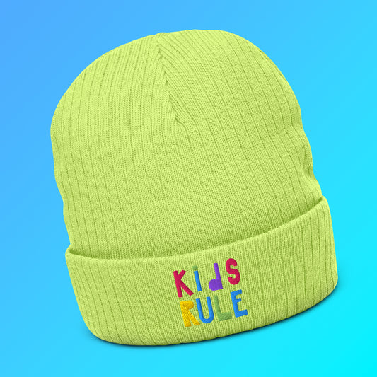 Top off your look with the KIDS RULE Beanie Hat! SHOP Now at The Wishful Fish KIDS