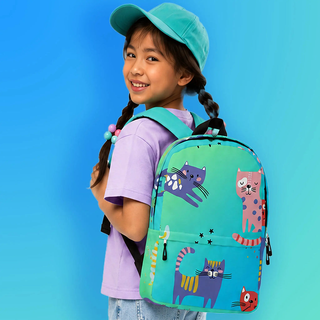 Kids Laptop Backpack — Cute Kitties Colorful Backpack for School & Everyday Fun The Wishful Fish Kids