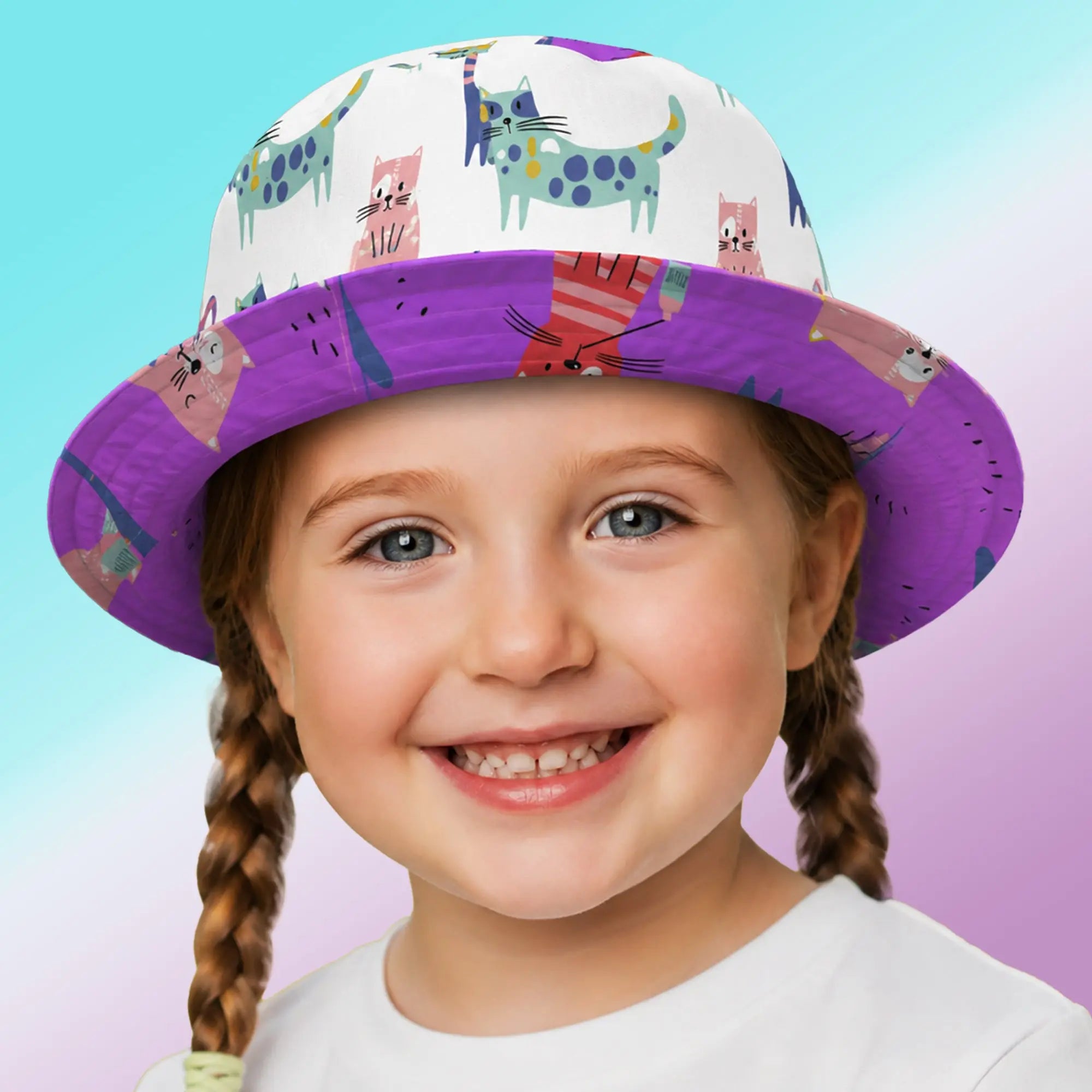 Fun Reversible Headwear with KITTY Style. SHOP Now at The Wishful Fish Kids