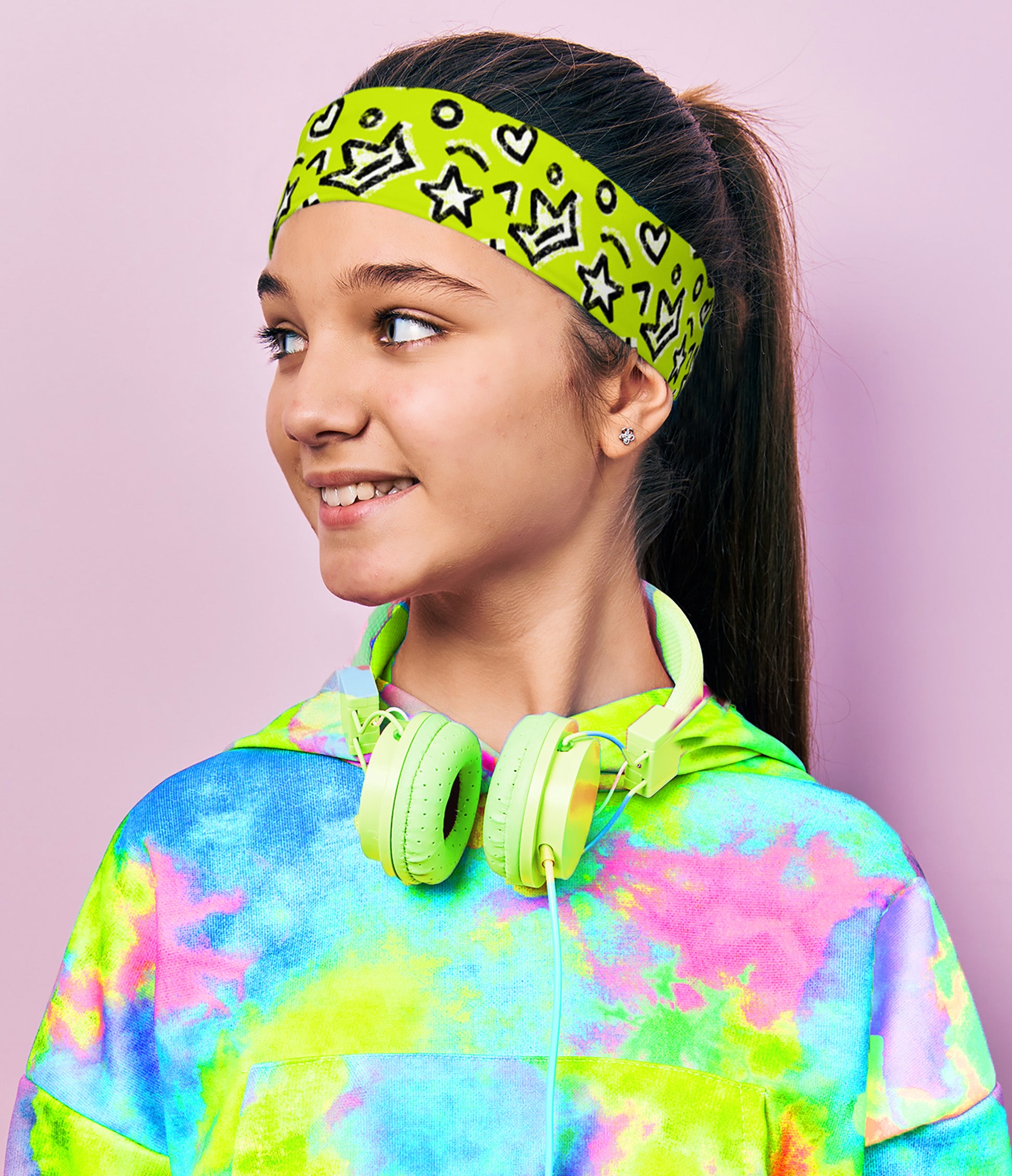 Bright lime green meets striking black stars, hearts, and crowns. SHOP Now at The Wishful Fish KIDS
