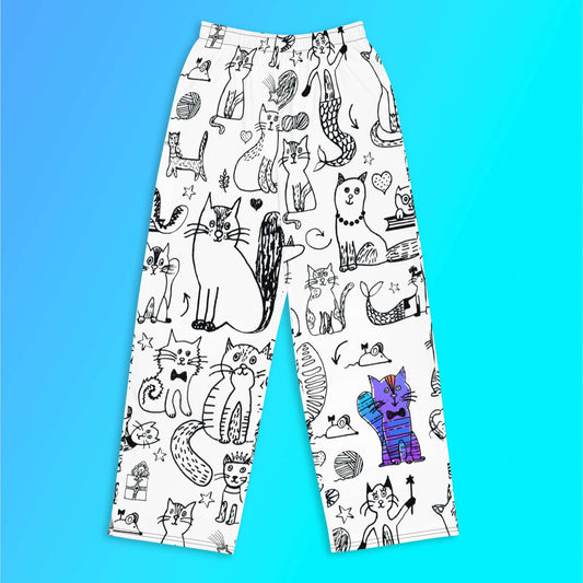 MEOW Unisex Wide Leg Pants - Premium Wide Leg Pants from The Wishful Fish Kids - Just $40! Shop now at The Wishful Fish Kids