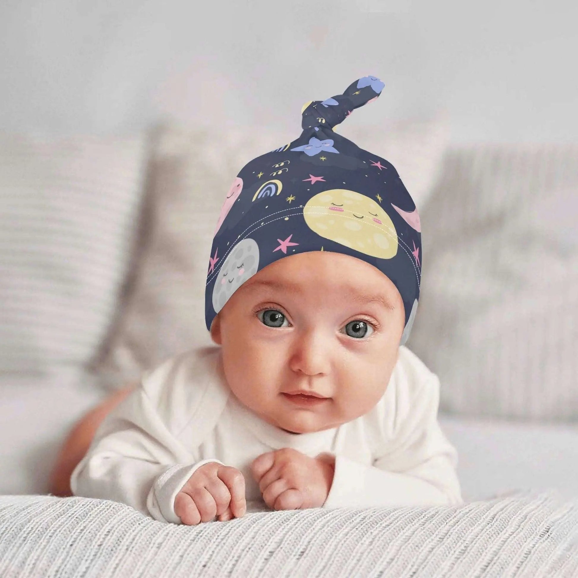 The MOON and STARS Baby Beanie Hat make awesome gifts for a new baby with its celestial charm. Perfect gift for first time mom. SHOP The Wishful Fish KIDS 