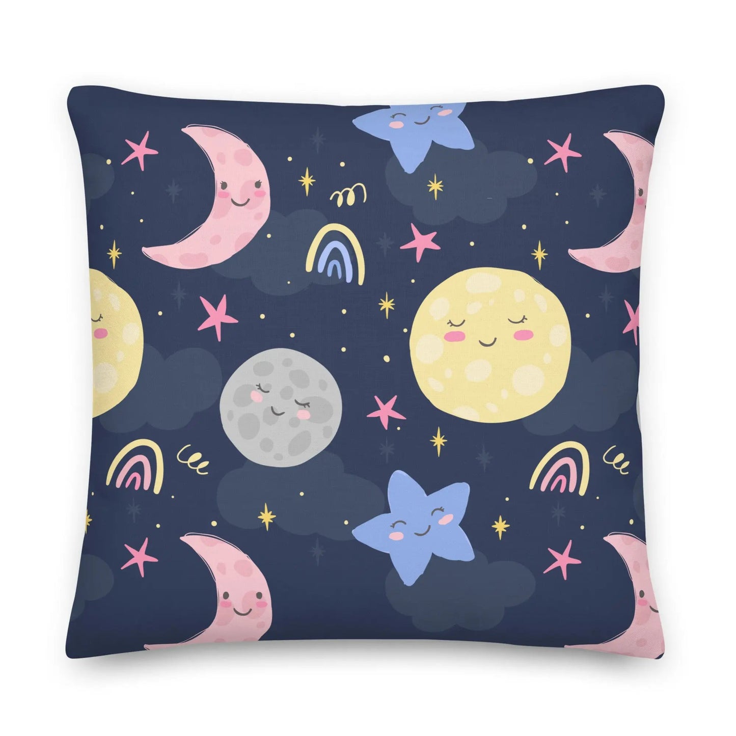 SHOP MOON & STARS Pillow at The Wishful Fish KIDS. Makes a wonderful baby gift. A delightful addition to your baby's nursery room decor with celestial charm.  