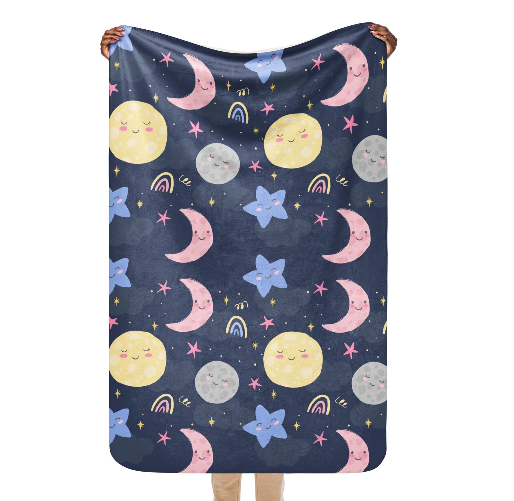 MOON and STARS Sherpa Baby Blanket - Premium Baby Blanket from The Wishful Fish Kids - Just $36! Shop now at The Wishful Fish Kids