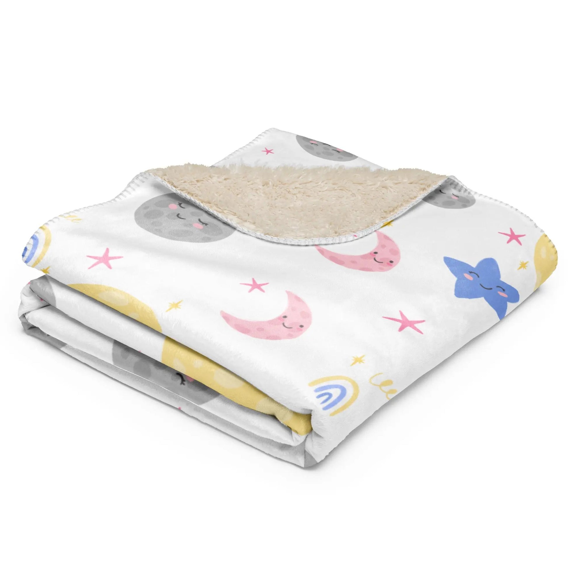 Snuggle up with our heavenly MOON and STARS White Sherpa Blanket! SHOP The Wishful Fish KIDS