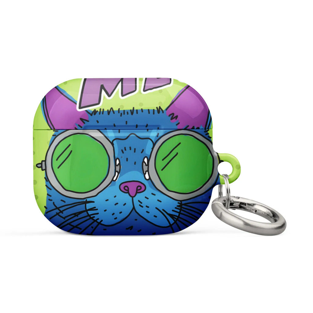 Featuring a cool blue cat wearing oversized green sunglasses against a bright pop art background. SHOP Now at The Wishful Fish Kids