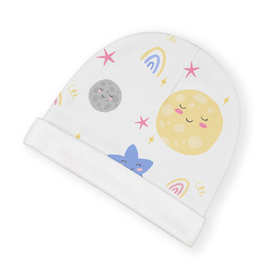 MOON and STARS White Beanie Hat — For the Littlest Star in Your Sky!