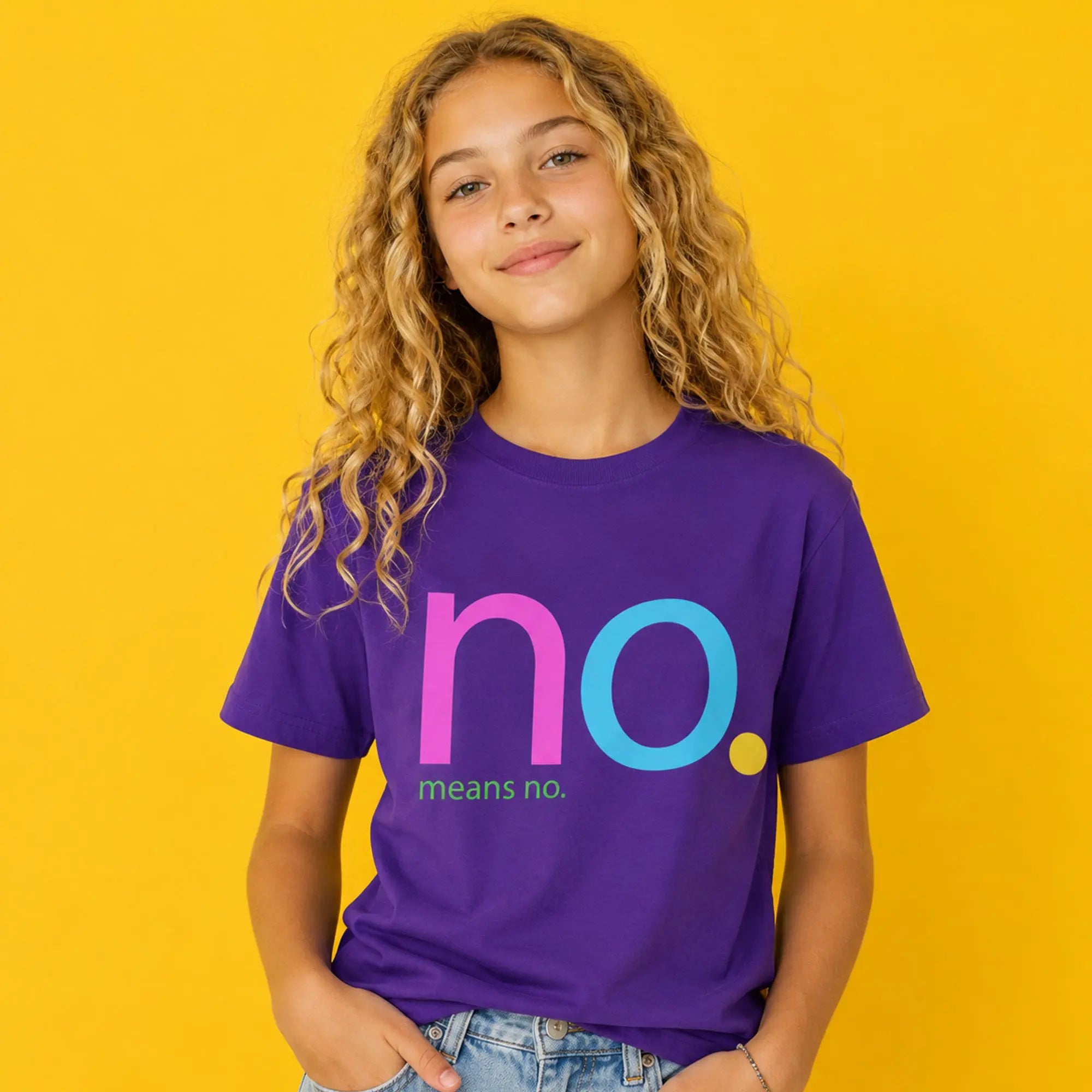 Loud. Clear. Unapologetic. This NO. MEANS NO. Tee. SHOP Now at The Wishful Fish KIDS