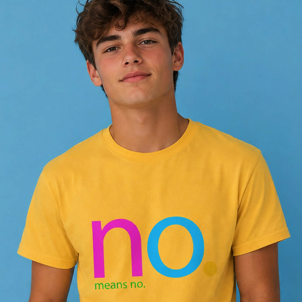 Loud. Clear. Unapologetic. This NO. MEANS NO. Tee. SHOP Now at The Wishful Fish KIDS