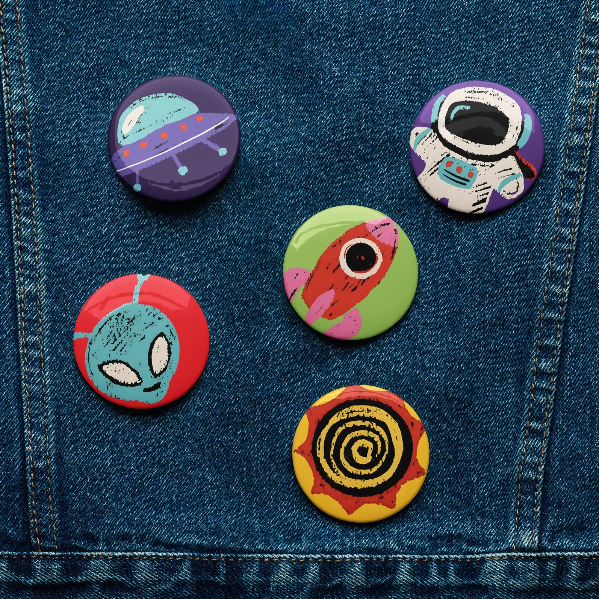Pin Back Buttons with Galactic Flair.  SHOP Now at The Wishful Fish Kids